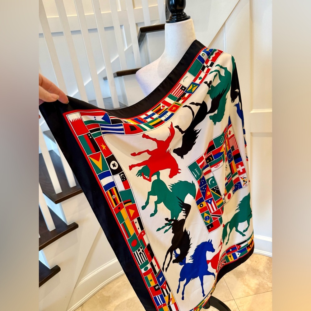 Vintage Silky Equestrian Scarf